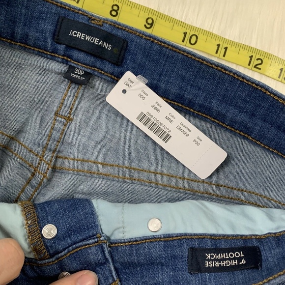 J. Crew 9" High Rise Toothpick Skinny Denim Jeans - Picture 5 of 8